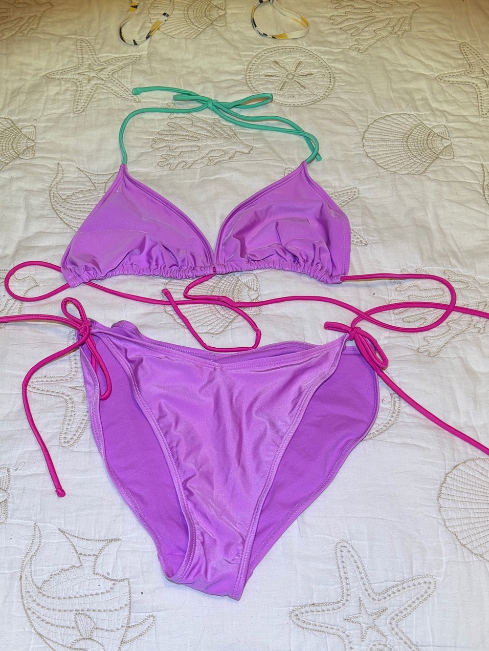 Classic Sexy Sliding Triangle String Bikini in Pinkish Lavender. Large /XL